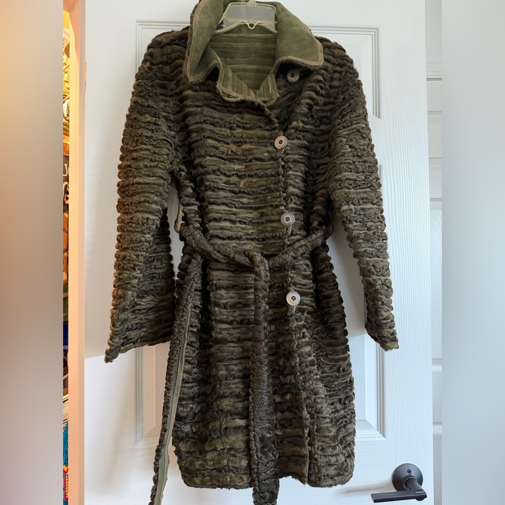 Olive Green Real Lamb Fur Women's Jacket